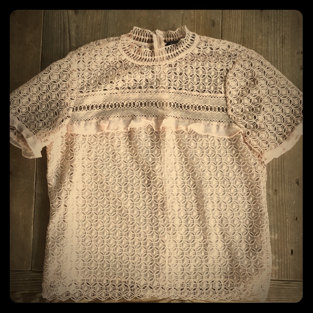 Zara Laser Cut lace top - large - blush